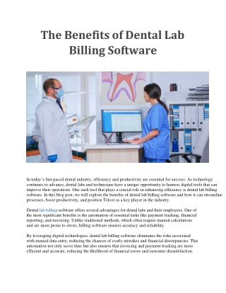 The Benefits of Dental Lab Billing Software