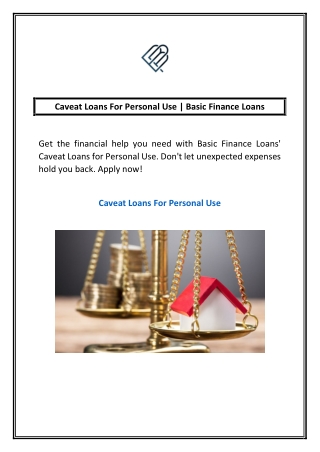 Caveat Loans For Personal Use | Basic Finance Loans