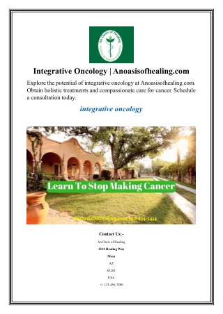 integrative oncology anoasisofhealing com
