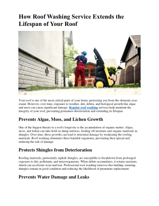 How Roof Washing Service Extends the Lifespan of Your Roof