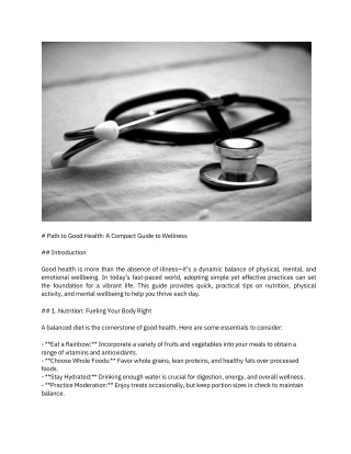 path to good health a compact guide to wellness