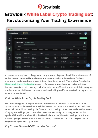 Growlonix White Label Crypto Trading Bot Revolutionizing Your Trading Experience