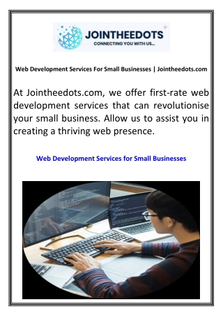 Web Development Services For Small Businesses Jointheedots.com