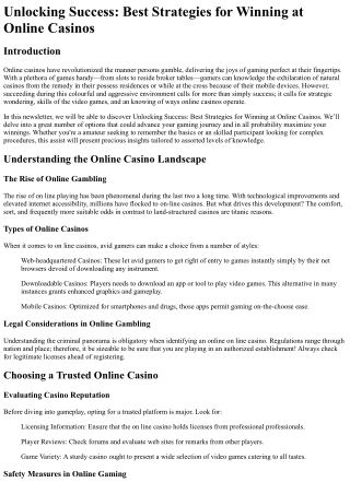 Unlocking Success Best Strategies for Winning at Online Casinos