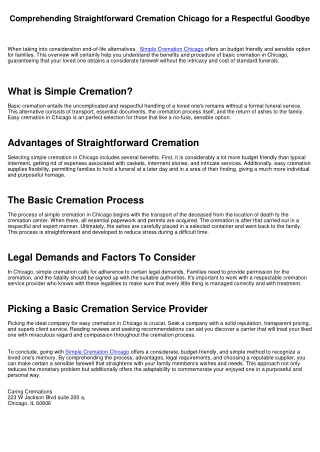 Understanding Straightforward Cremation Chicago for a Respectful Goodbye