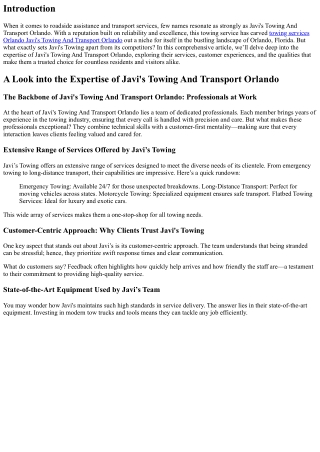 A Look into the Expertise of Javi's Towing And Transport Orlando