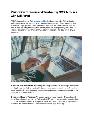 Verification of Secure and Trustworthy SMS Accounts with SMSPortal