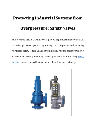 Protecting Industrial Systems from Overpressure_ Safety Valves