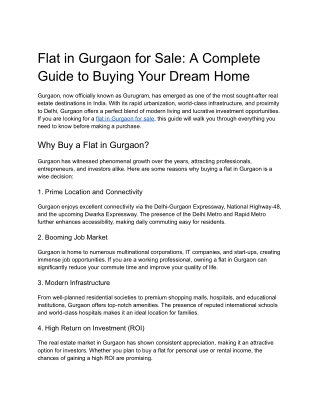Flat in Gurgaon for Sale_ A Complete Guide to Buying Your Dream Home