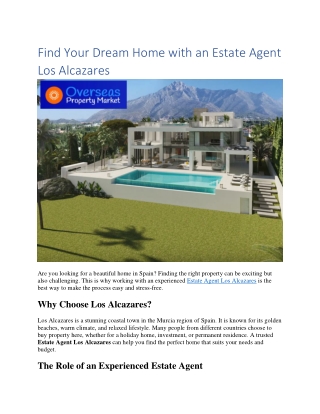Find Your Dream Home with an Estate Agent Los Alcazares