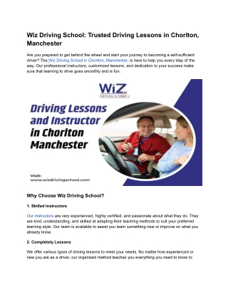 Wiz Driving School_ Trusted Driving Lessons in Chorlton, Manchester