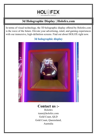 3d holographic display holofex com