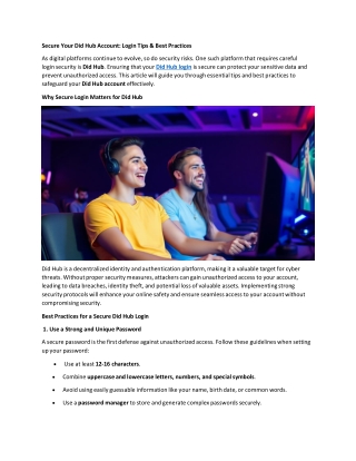 secure your did hub account login tips best