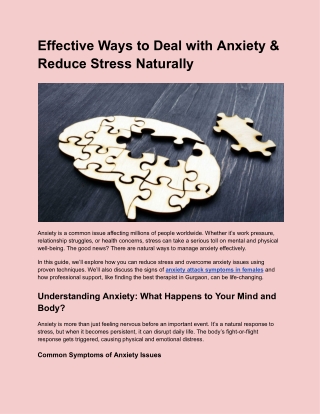 Effective Ways to Deal with Anxiety & Reduce Stress Naturally