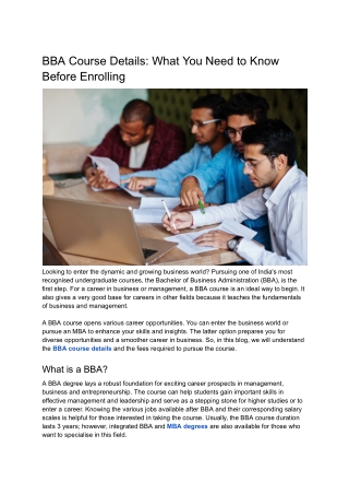 BBA Course Details at M S Ramaiah University: Your Path to Business Success