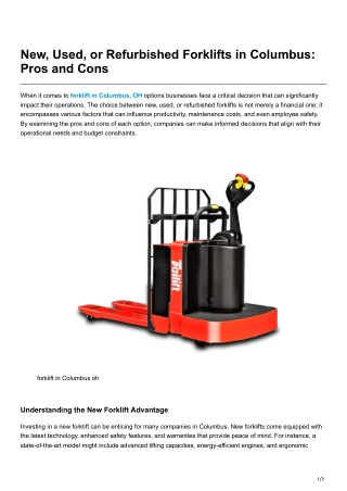 new used or refurbished forklifts in columbus