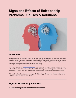 Signs and Effects of Relationship Problems | Causes & Solutions