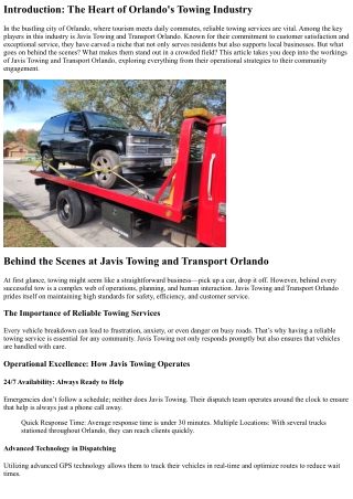 Behind the Scenes at Javis Towing and Transport Orlando.
