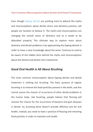 Top 5 Common Misconceptions About Dentist And Dental Treatments