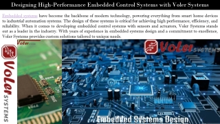 Designing High-Performance Embedded Control Systems with Voler Systems