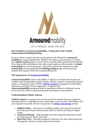 vehicle armouring
