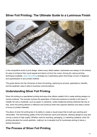 Silver Foil Printing The Ultimate Guide to a Luminous Finish