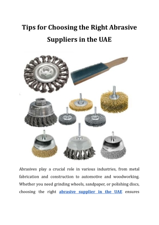 Tips for Choosing the Right Abrasive Suppliers in the UAE