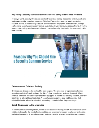 why hiring a security gunman is essential