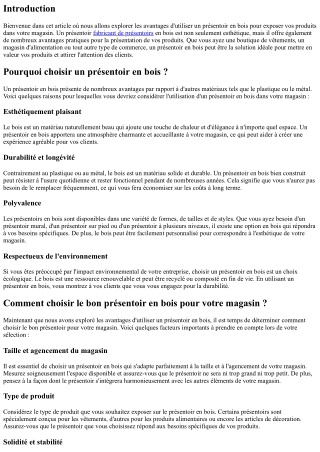 Un présentoir en bois : la solution idéale pour exposer vos produits dans votre