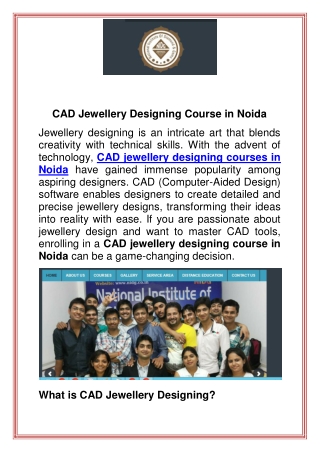 CAD Jewellery Designing Course in Noida