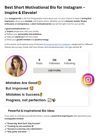 best short motivational bio for instagram inspire