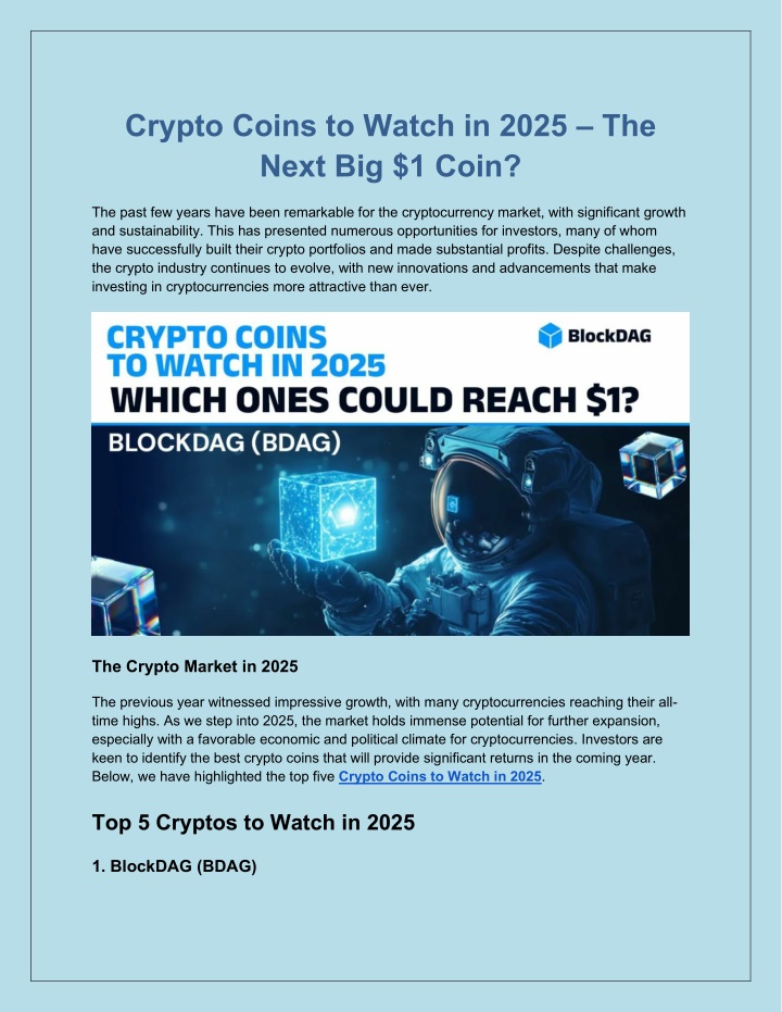 crypto coins to watch in 2025 the next big 1 coin