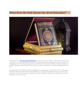 What Does the Holy Quran Say about Ramadan