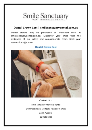 Dental Crown Cost | smilesanctuarydental.com.au