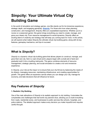 sinpcity your ultimate virtual city building game