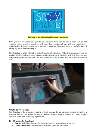 the role of storyboarding in modern animation