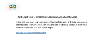best local tour operators in andaman andamanbliss