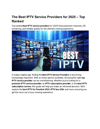 The Best IPTV Service Providers for 2025 – Top Ranked