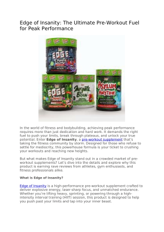 Edge of Insanity The Ultimate Pre-Workout Fuel for Peak Performance