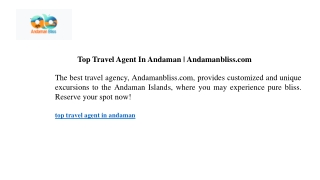 Top Travel Agent In Andaman Andamanbliss.com