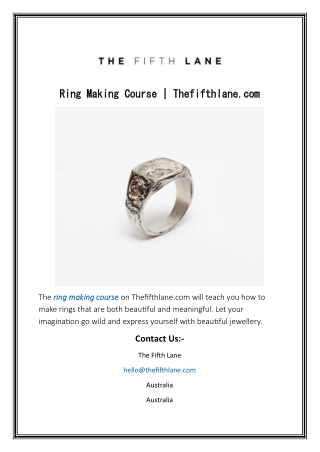 ring making course thefifthlane com ring making