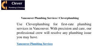 Vancouver Plumbing Services  Cleverplumbing