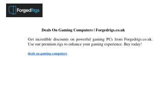 Deals On Gaming Computers  Forgedrigs.co.uk