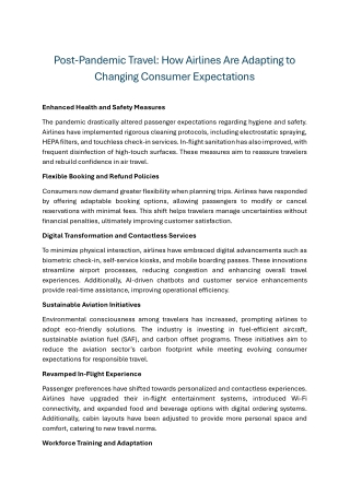 Post-Pandemic Travel How Airlines Are Adapting to Changing Consumer Expectations