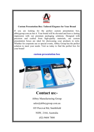Custom Presentation Box Tailored Elegance for Your Brand