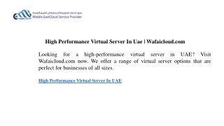 High Performance Virtual Server In Uae  Wafaicloud.com