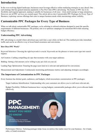 Customizable PPC Packages for Every Type of Business