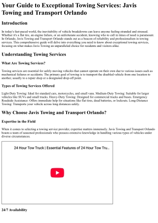 Your Guide to Exceptional Towing Services Javis Towing and Transport Orlando