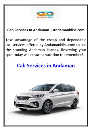 Cab Services In Andaman  Andamanbliss.com