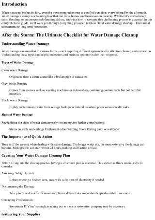 After the Storm: The Ultimate Checklist for Water Damage Cleanup